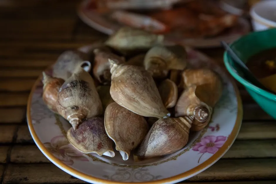 Cooked Dog Conch on a Plate