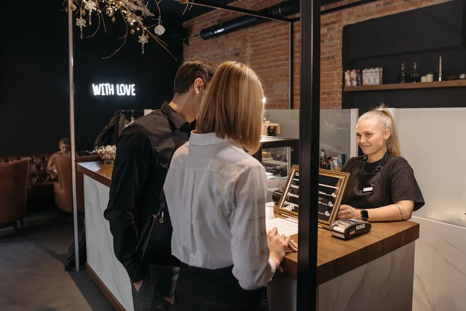 A Woman Standing Behind the Counter of a Coffee Shop