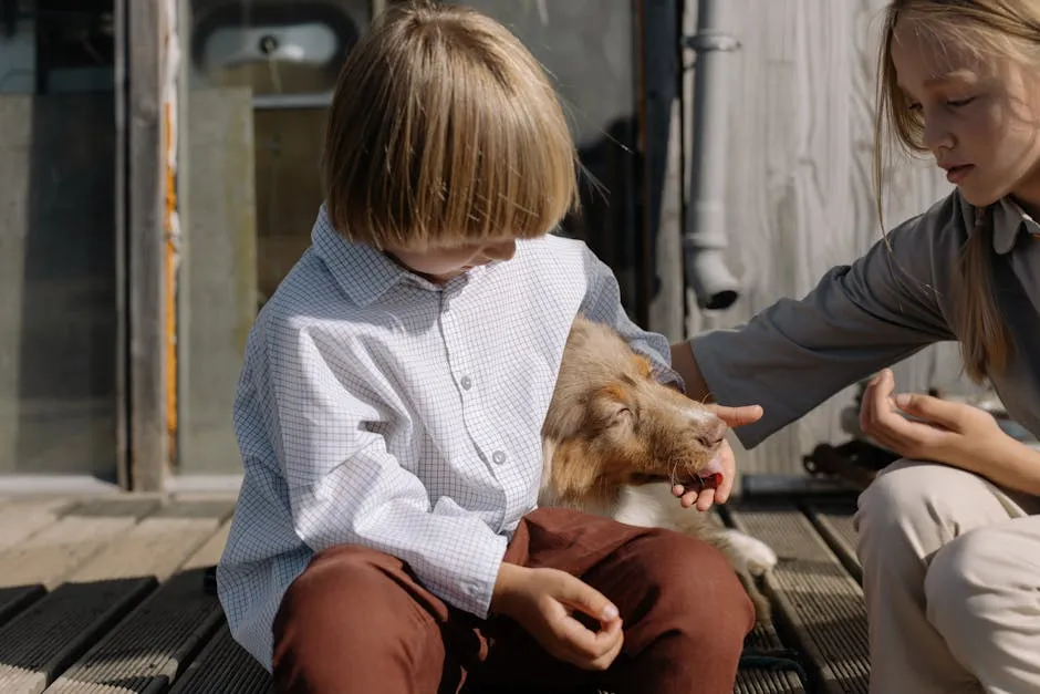 Boy Feeding his Dog