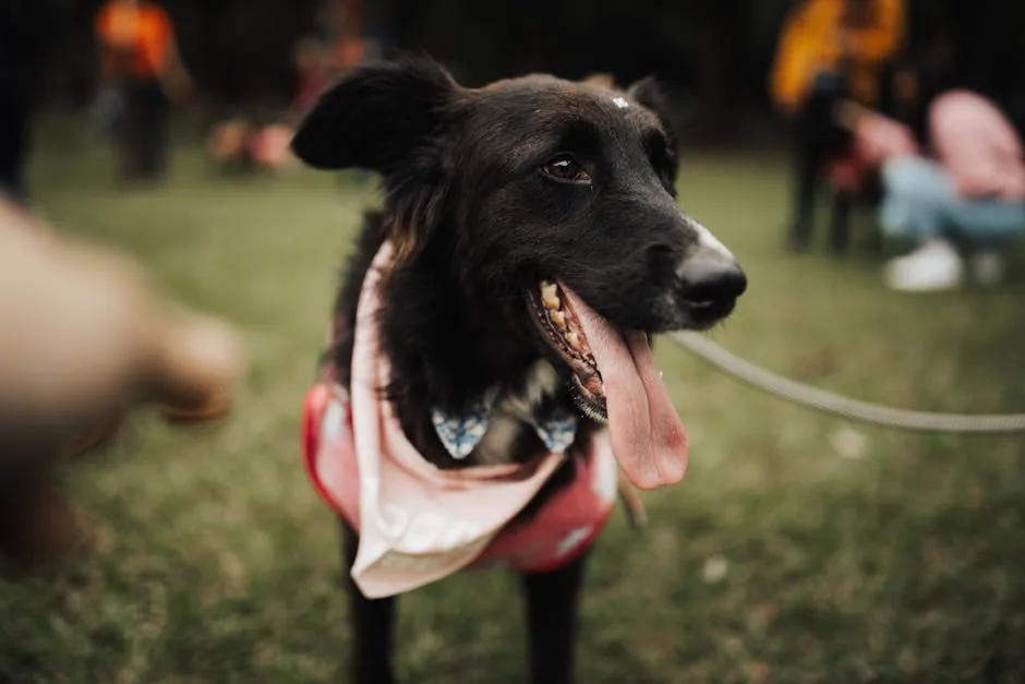 Dog Wearing a Bandana in a Park 