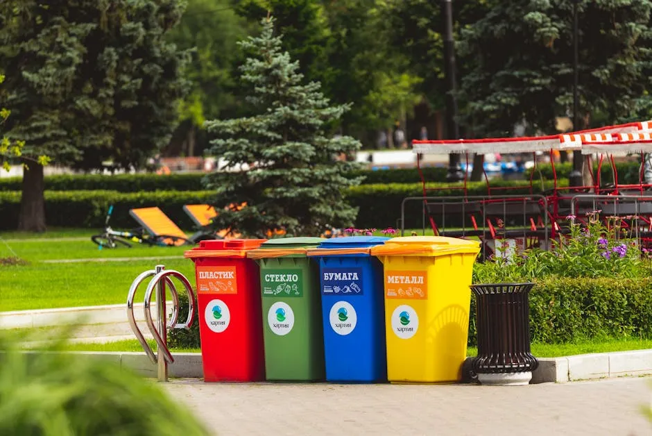 Assorted Color Plastic Trash Bins