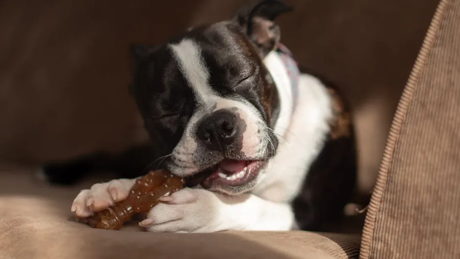 A Dog Chewing on a Toy