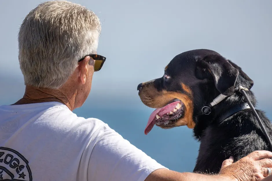 An Elderly Man With His Dog 