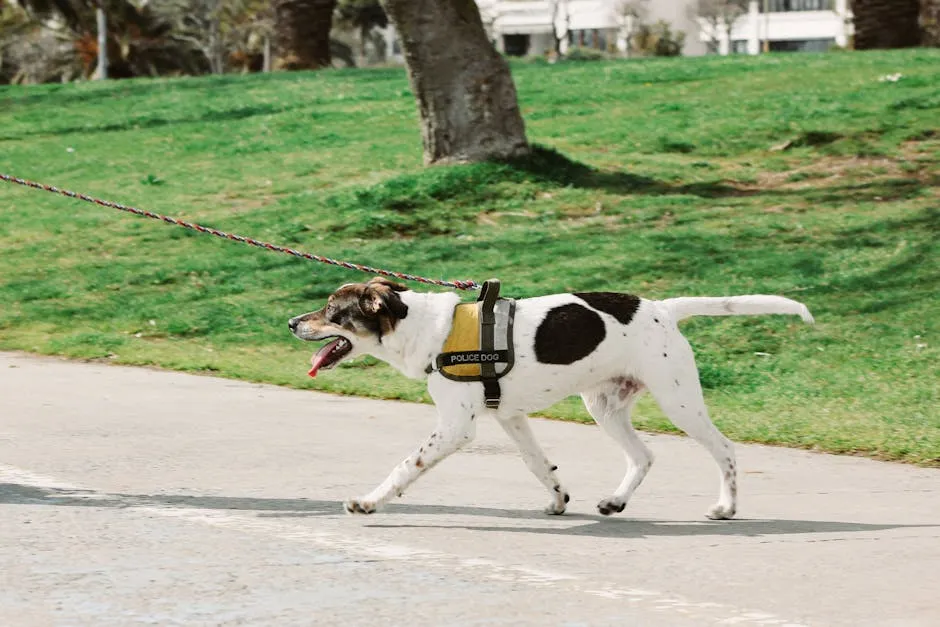 Dog walking with a Leash 