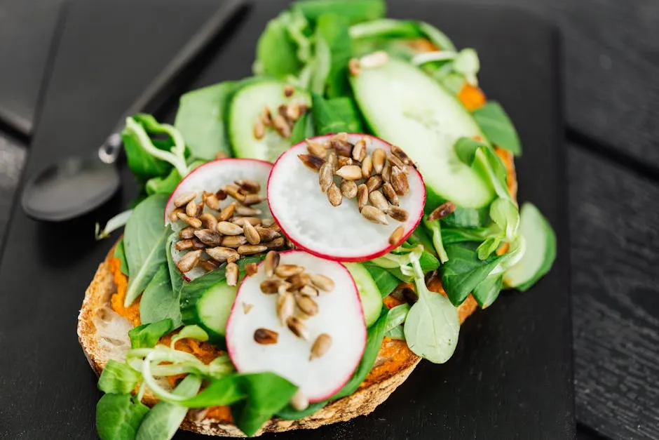 Sliced Cucumber and Green Vegetable on Brown Bread