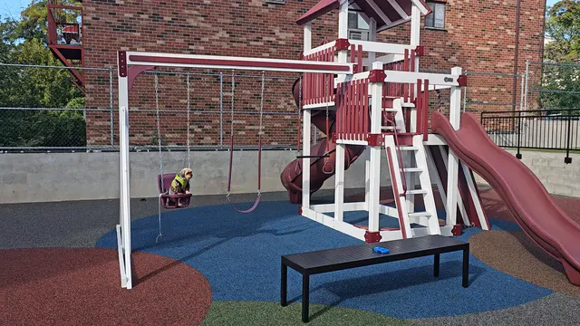 Horizontal video: Cute shih tzu enjoys swing at playground 28982652. Duration: 7 seconds. Resolution: 3840x2160