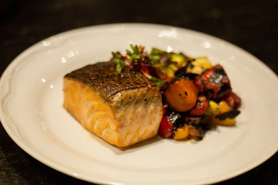 Salmon Dish on a Ceramic Plate