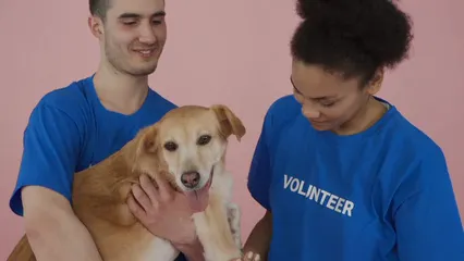 Horizontal video: A man carrying a dog 7474481. Duration: 13 seconds. Resolution: 1920x1080