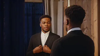Horizontal video: A man fitting his formal wear 6766765. Duration: 18 seconds. Resolution: 3840x2160