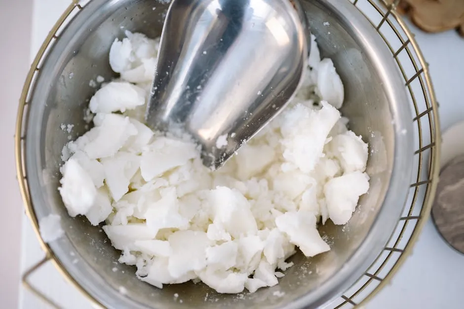 Stainless Steel Scoop on Stainless Steel Bowl With White Candle Wax 