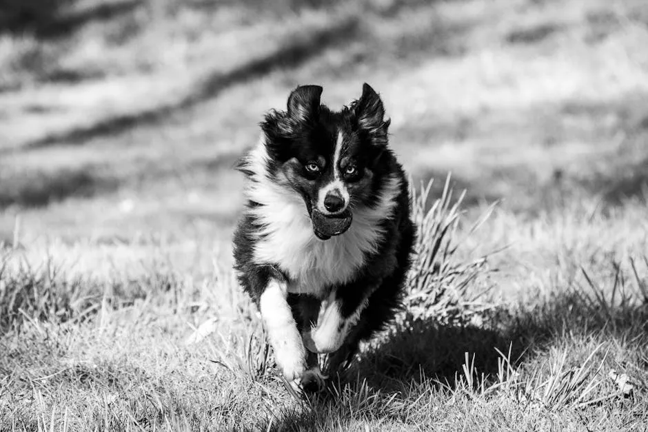A Border Collie Running in the Field