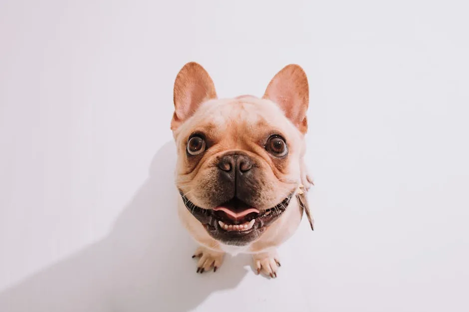 Adorable French Bulldog Smiling Upwards