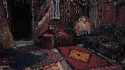Horizontal video: Carpets in different designs and sizes on display 3064217. Duration: 20 seconds. Resolution: 1920x1080