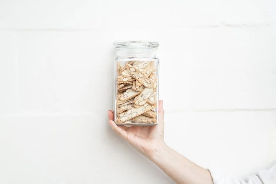 Person Holding Clear Glass Jar With Brown and White Cookies