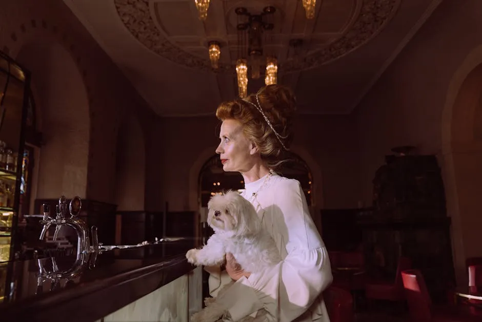 Woman in White Long Sleeve Shirt Carrying White Dog