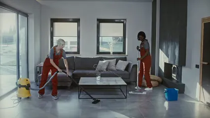 Horizontal video: Women cleaning the floor 6197066. Duration: 14 seconds. Resolution: 3840x2160