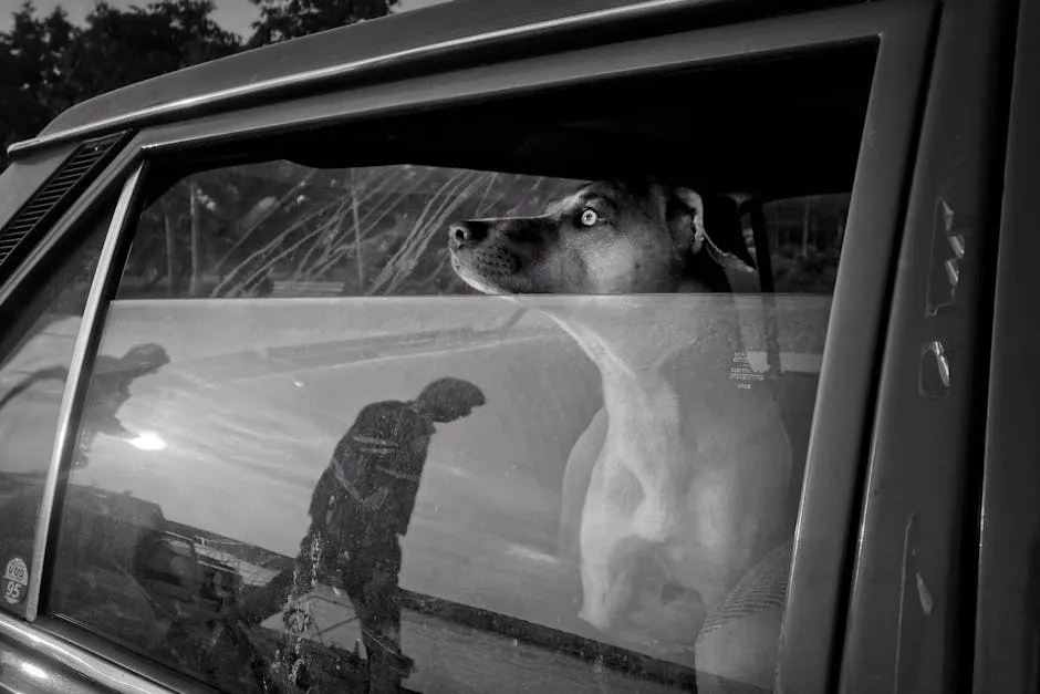 Dog Sitting in Car with Opened Window