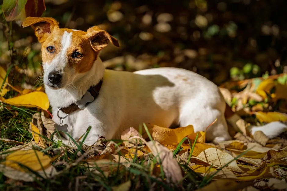 Jack Russell Terrier Amidst Autumn Leaves