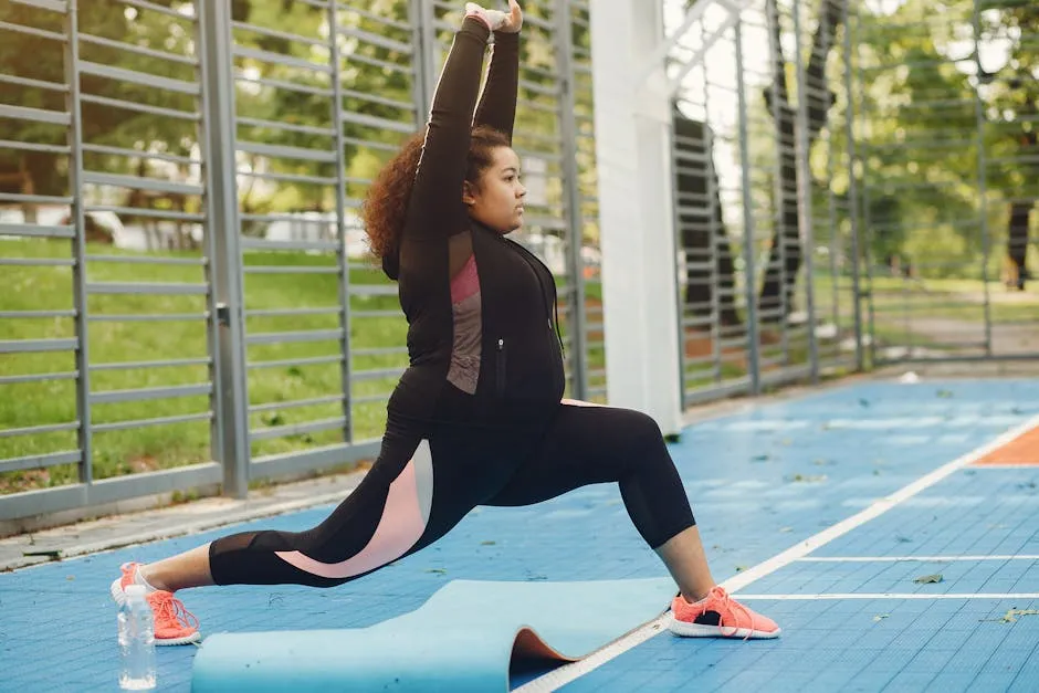 Overweight Woman Exercising Outdoors