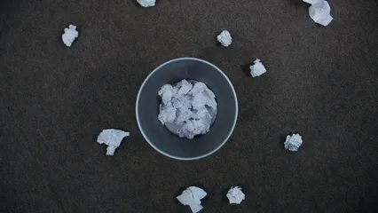 Horizontal video: Throwing crumpled papers on trash can 6914692. Duration: 19 seconds. Resolution: 3840x2160