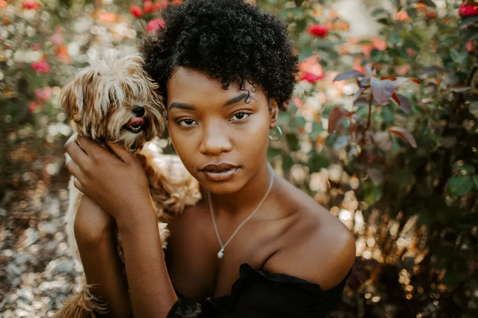 Woman Holding a Dog