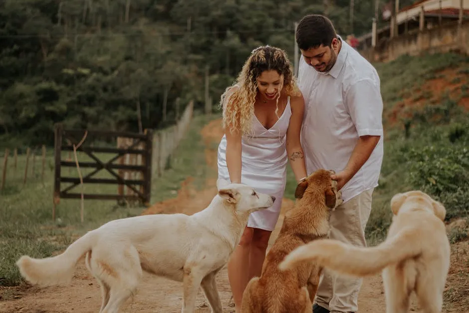 A Couple Petting Dogs