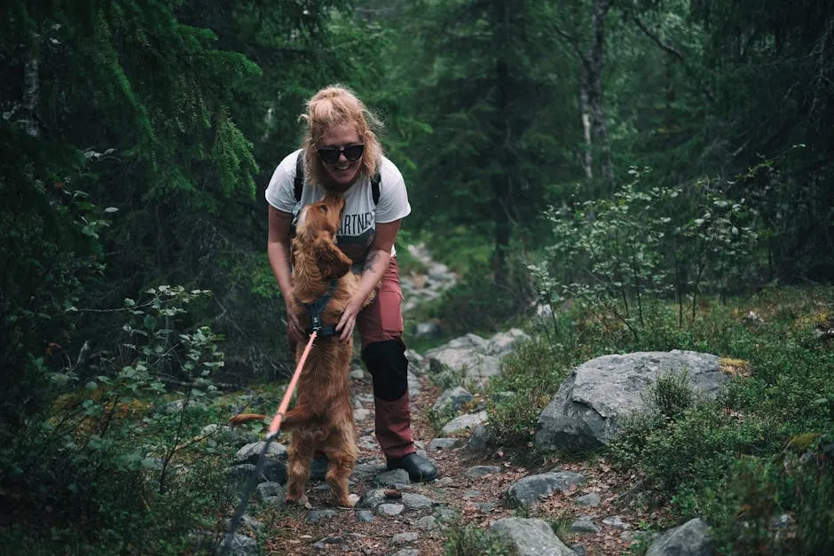 Woman and Dog Expressing Love For Each Other