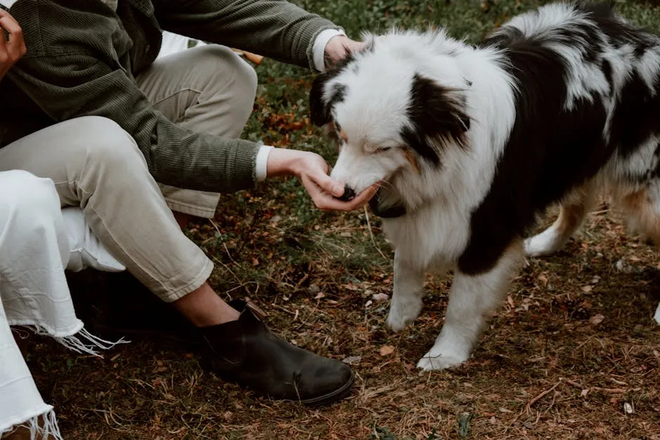 Dog Licking a Mans Hand