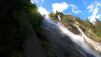 Horizontal video: A majestic waterfalls from the rocky mountain 5955965. Duration: 20 seconds. Resolution: 3840x2160