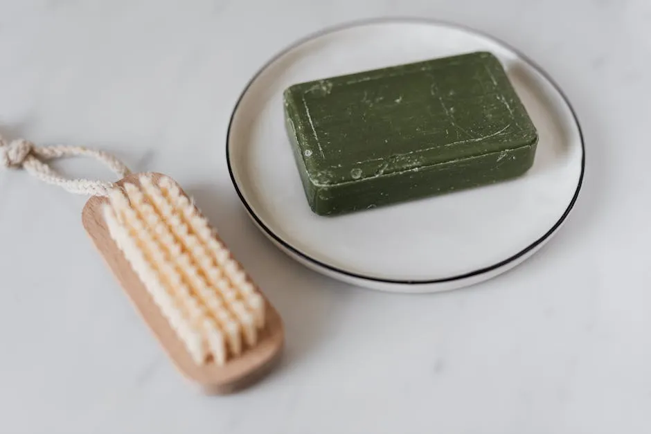 Green Soap Beside a Brush