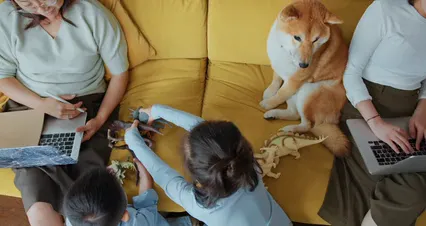 Horizontal video: A family hanging out in the living room 5998691. Duration: 25 seconds. Resolution: 4096x2160