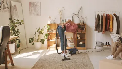 Horizontal video: Woman cleaning carpet 4260179. Duration: 12 seconds. Resolution: 3840x2160
