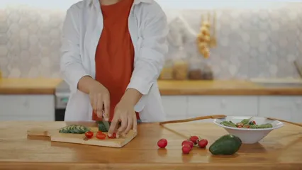 Horizontal video: Preparing a fresh vegetable salad 6707705. Duration: 22 seconds. Resolution: 1920x1080