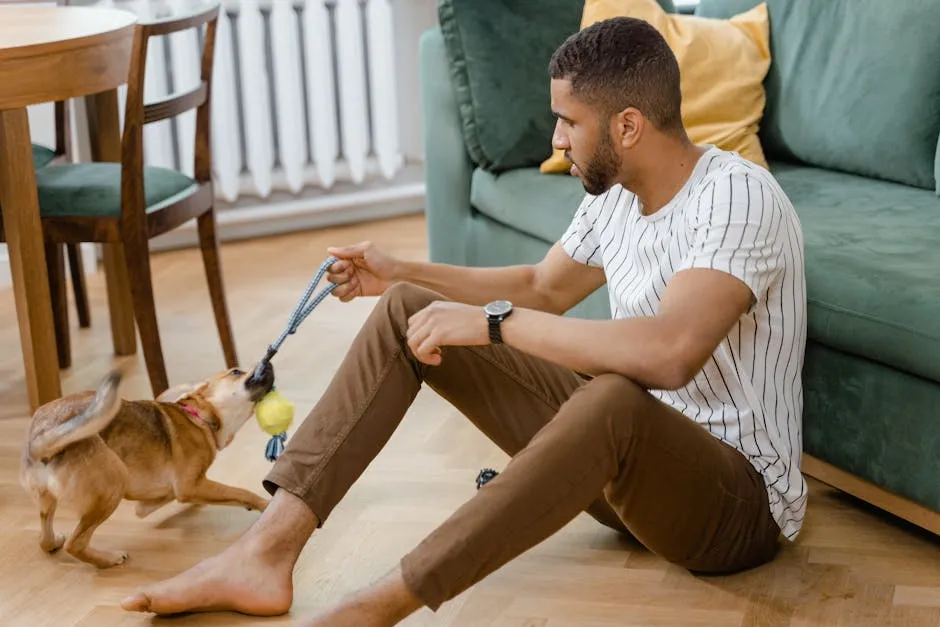 A Man Playing With His Dog 