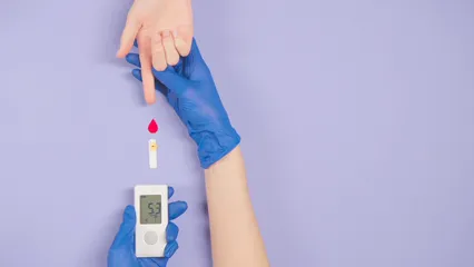 Horizontal video: Measuring a person blood sugar count 6824260. Duration: 7 seconds. Resolution: 3840x2160