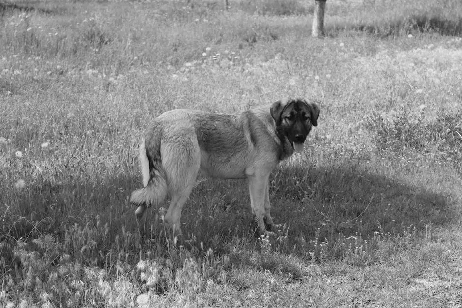 A Dog on a Grass Field
