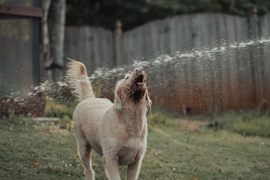 Dog Barking at a Squirting Water 