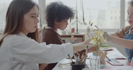 Horizontal video: A group of children choosing paint brush 7898656. Duration: 30 seconds. Resolution: 4096x2160