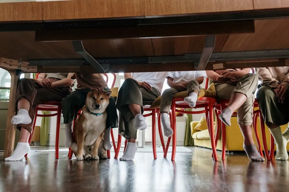 A Dog Sitting under the Table 