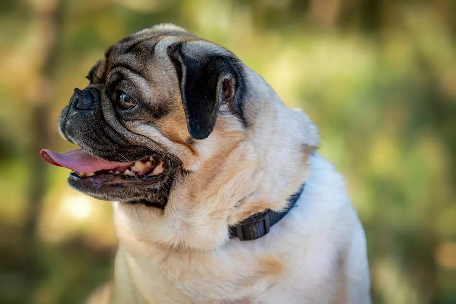 Adorable Pug Dog with Expressive Face Outdoors