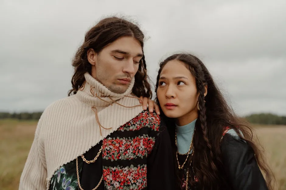 A Man and a Woman in Stylish Sweaters