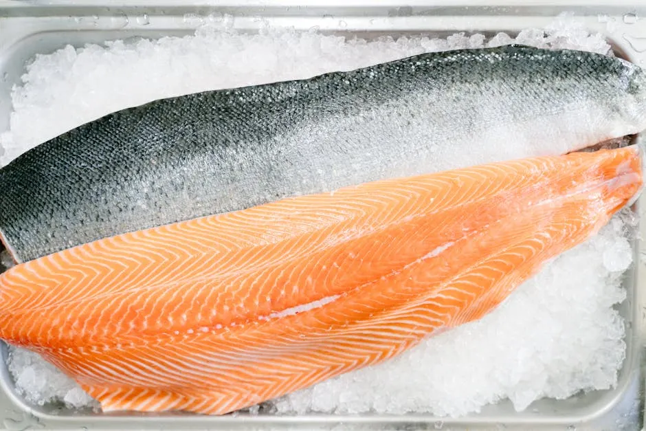 Raw Salmon in Close Up Shot