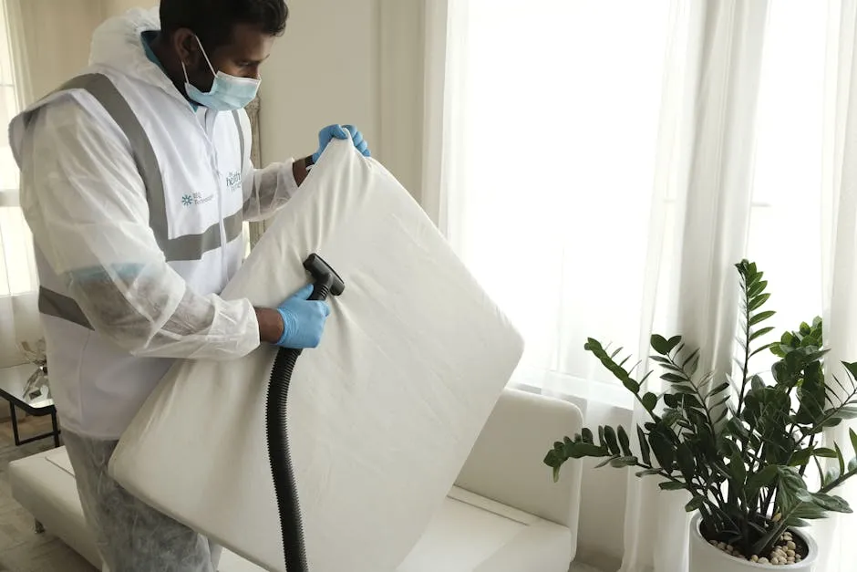 Cleaning Service Worker Vacuuming the House 