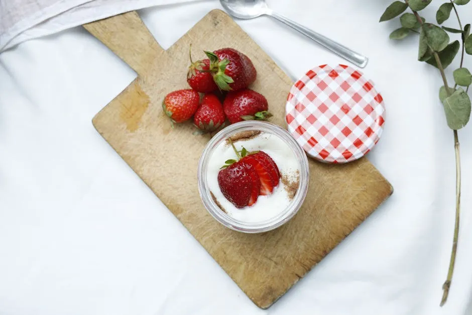 Jar of Yogurt with Sliced Strawberry