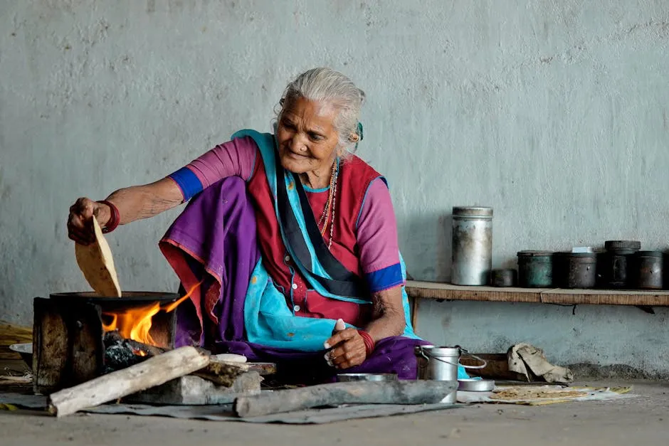 A Woman Cooking Flat Bread