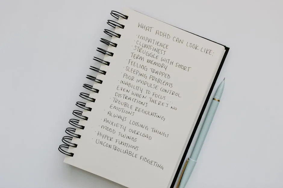 A List of Disorder Signs Written on a Notebook