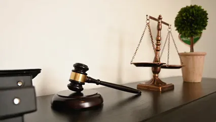 Horizontal video: Balance scales and gavel placed on a wooden desk 5636977. Duration: 10 seconds. Resolution: 3840x2160