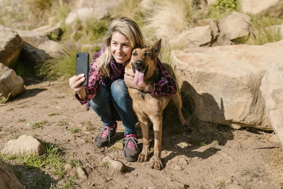 Woman Taking a Picture with her Dog